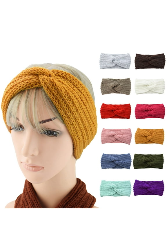 Womens Winter Headbands Fuzzy Fleece Lined Ear Warmer Cable Knit Thick Warm Crochet Headband Gifts Soft Stretch Ear Warmer Headband Women Winter Cable Knit Headbands Hairbands