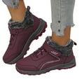 thumbnail image 1 of Womens Winter Hiking Boots with Fleece Lined Waterproof Non Slip Lace up Outdoor Sneakers Trekking Work Snow Ankle Booties Wine Size 9.5, 1 of 1