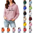 thumbnail image 1 of Womens Winter Hoodies Zaewscy Women's Fleece Thickened Heart Print Long-Sleeved Hooded Sweatshirt Pink2 XL, 1 of 9