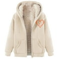 thumbnail image 1 of Womens Winter Hoodies Zip Up Fleece Sherpa Hooded Sweatshirt Jacket Pockets Fall Winter Warm Solid Color Top with Hood (Khaki L), 1 of 4