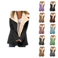 thumbnail image 1 of Womens Winter Jacket Long Sleeve Suede Notch Collar Thermal Button Cardigan Coat with Pockets Outerwear, 1 of 5