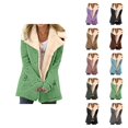 thumbnail image 1 of Womens Winter Jacket Long Sleeve Suede Notch Collar Thermal Button Cardigan Coat with Pockets Outerwear, 1 of 5