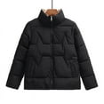 thumbnail image 1 of Womens Winter Jacket, Women Fashionable Stand Up Collar Single Breasted Thickened Cotton Jacket With Warm And Plush Jacket on Clearance, 1 of 9