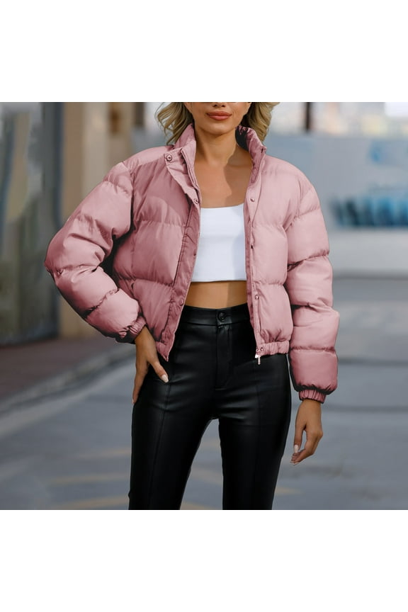 Womens Winter Jacket, Womens Warm Solid Hoodless Jacket Slim Winter Parkas Outwear Coats Christmas Gift