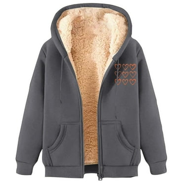 Womens Winter Jackets Drawstring Full Zipper Fleece Lined Trench Warm Sherpa Notched Lapel Oversized Overcoat with Pockets,Dark Gray 1,L