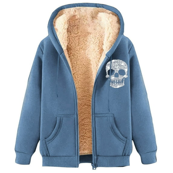 Womens Winter Jackets Drawstring Full Zipper Fleece Lined Trench Warm Sherpa Notched Lapel Oversized Overcoat with Pockets,Sky Blue 2,L