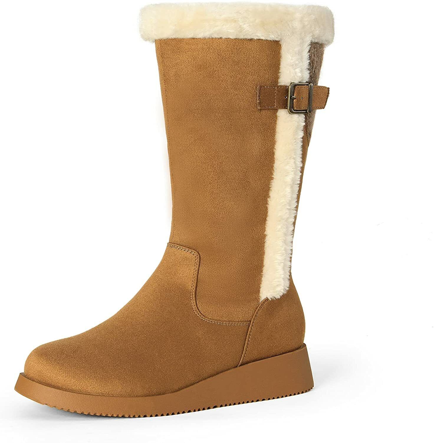 Womens Winter Knee High Boots Warm Fur Lining Side Zipper Snow Boots