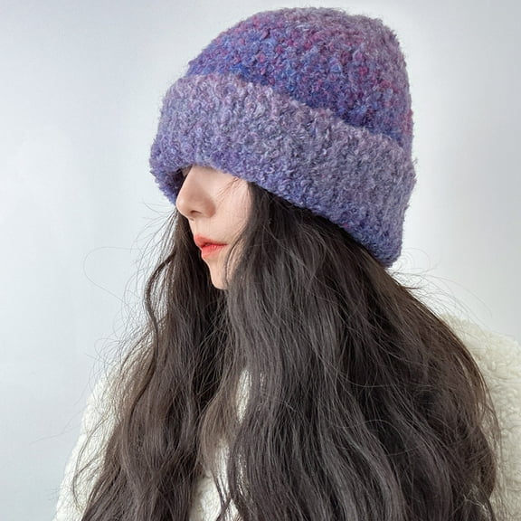 Womens Winter Knitted Beanie Hat, Knit Warm Skull Cap, Soft Cuffed Cap for Women