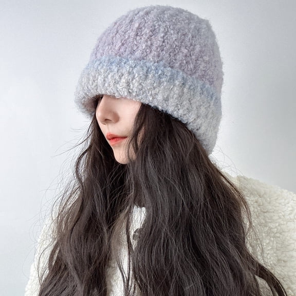 Womens Winter Knitted Beanie Hat, Knit Warm Skull Cap, Soft Cuffed Cap for Women