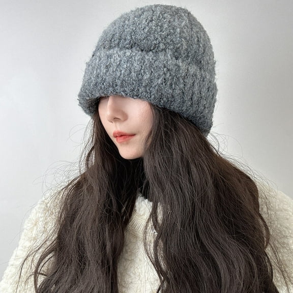 Womens Winter Knitted Beanie Hat, Knit Warm Skull Cap, Soft Cuffed Cap for Women