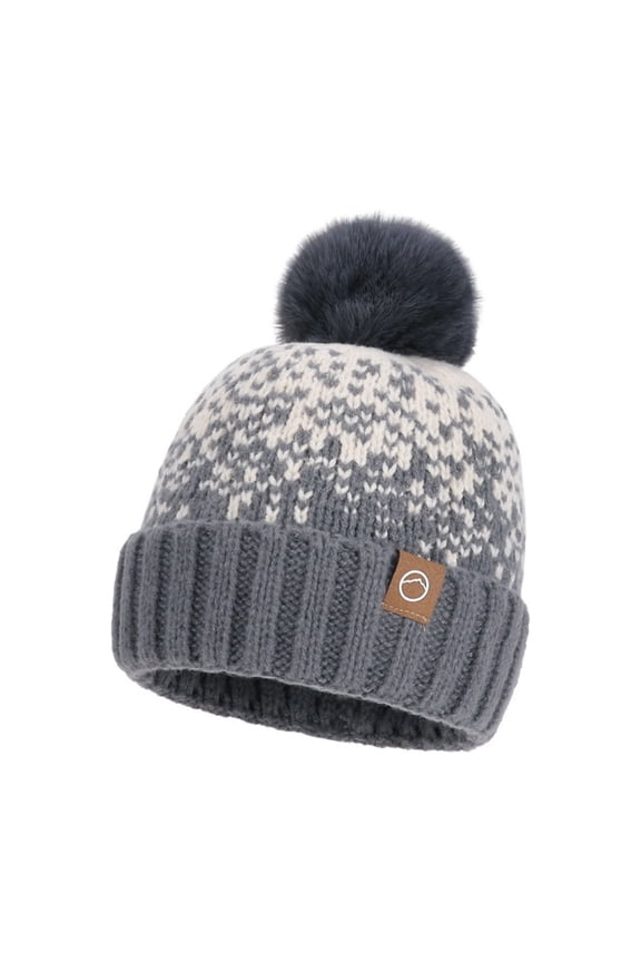 Womens Winter Knitted Beanie Hat,Warm Fleece Lined Soft Chunky Trendy Ski Cap with Cute Pom Pom