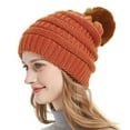 thumbnail image 1 of ZQUUVOU Womens Winter Knitted Beanie Hat with Faux Fur Pom Warm Knit Skull Cap Beanie For Women A-Orange, 1 of 2
