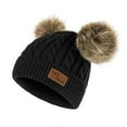 thumbnail image 1 of Womens Winter Knitted Beanie Hat with Double Pom Pom, Cute Beanie Warm Winter Hats for Women, Soft Faux Fur Winters Hat for Men Women Black Free, 1 of 1