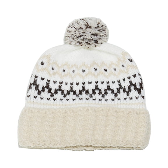 Womens Winter Knitted Beanie Hat with Faux Fur Pom Warm Knit Skull Cap Beanie for Women Outdoor Versatile Knitted Hats