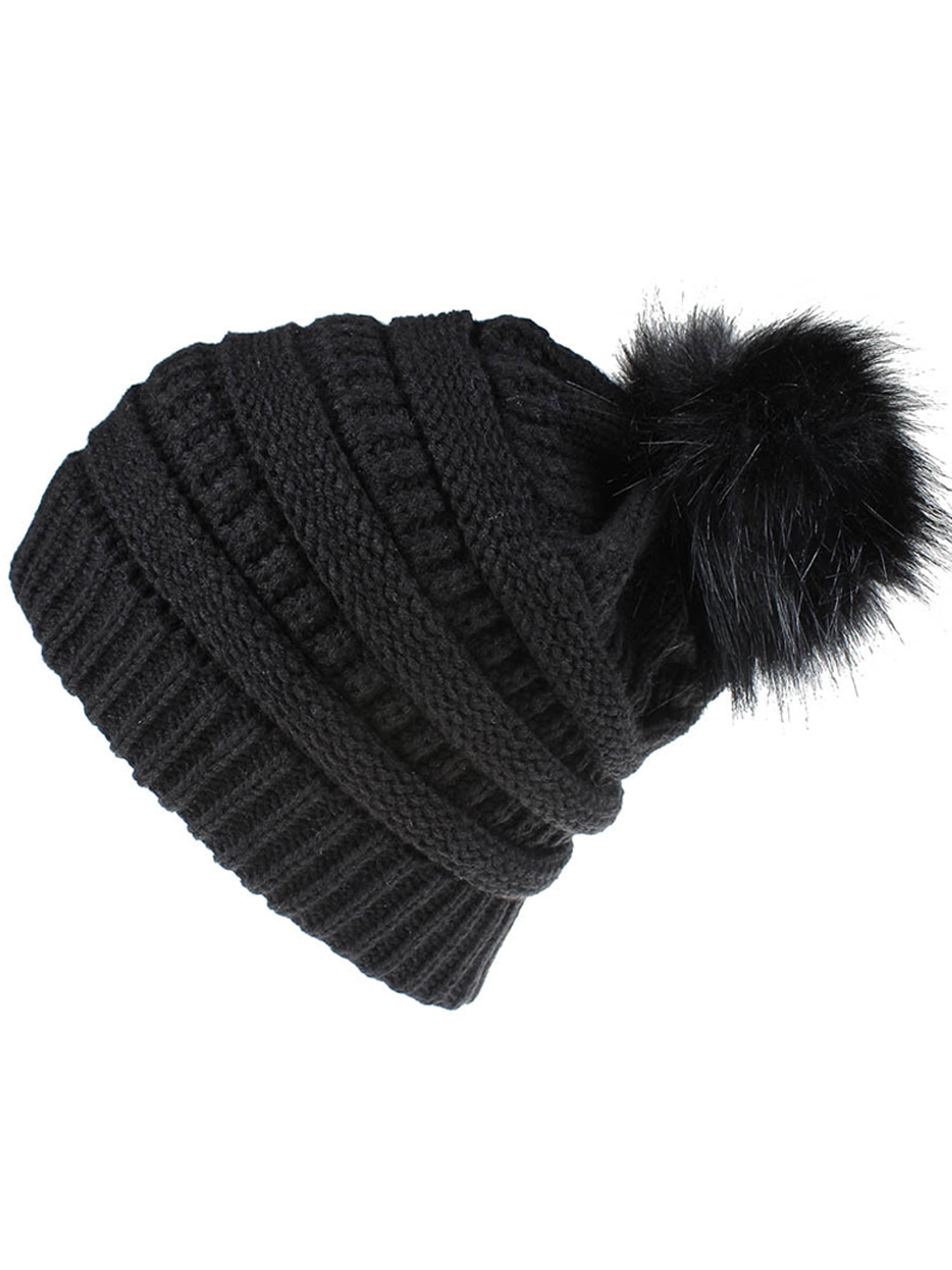 Womens black bobble beanie deals