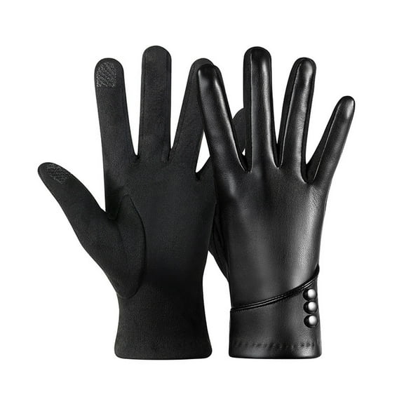 Womens Winter Leather Gloves Touch Screen Wool Lined Windproof Warm Suede Fashion Dress Gloves