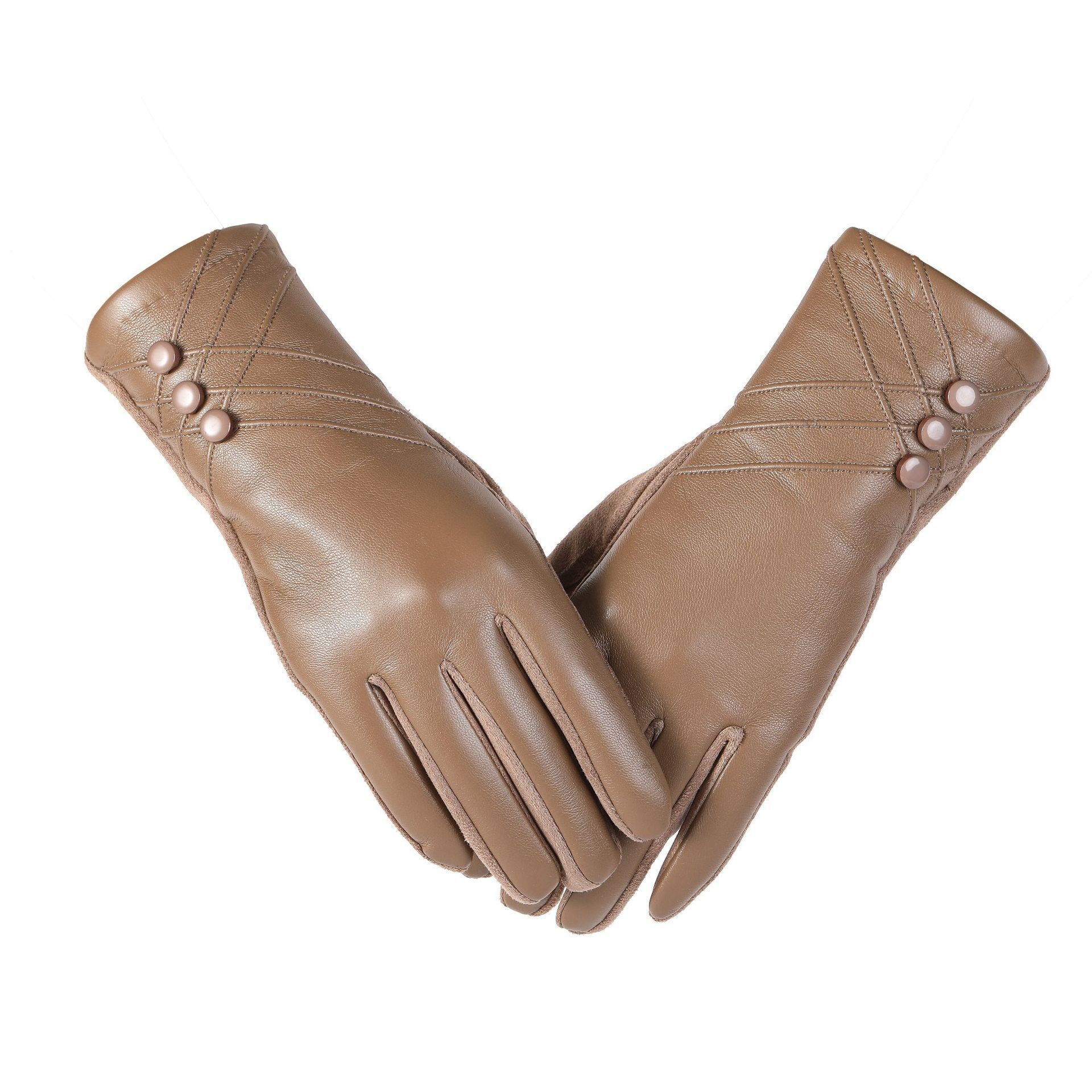 KXF Guanti Invernali Caldi Da Donna In Pelle Scamosciata Morbida – Touch Screen, Fodera In Pile, Antivento, Per Attività Outdoor, Grigio/Rosa/Nero/Cachi - 4