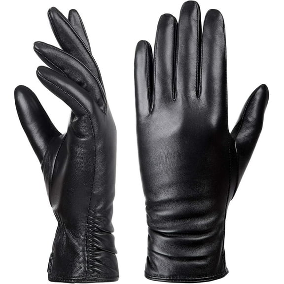 Womens Winter Leather Touchscreen Texting Warm Driving Lambskin Pure Genuine leather Gloves