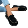 thumbnail image 1 of Womens Winter Loafers Suede Furry Lined Round Toe Slip on Low Top Booties Thick Soft Sole Lightweight Walking Shoes Black Size 7, 1 of 7