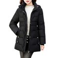 thumbnail image 1 of Womens Winter Long Coat Thickened Parka Down Quilted Puffer Windproof Mid Length Jacket Outwear with Pockets, 1 of 7