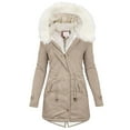 thumbnail image 1 of Womens Winter Long Coat Winter Parkas Long Sleeve Zip Up Hooded Jackets Casual Warm Parkas Thick Plus Size Outwear, 1 of 3