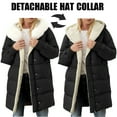 thumbnail image 1 of Womens Winter Long down Coats Fleece Lined Outerwear Plus Size Warm Thicken Hooded Windproof Quilted Puffer Jackets New Women's Oversized Casual Jackets Black XL, 1 of 9