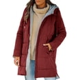 thumbnail image 1 of Womens Winter Long Coats Sherpa Fleece Lined Zip Up Drawstring Hooded Puffer Jackets with Multi Pockets Waterproof Oversized Plain Padded Quilted Overcoat 2025 Winter Warm Down Jacket, 1 of 8