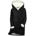 thumbnail image 1 of Womens Winter Long Length Fleece Sherpa Lined Hoodie Casual Warm Long Sleeve Pullover Sweatshirts, 1 of 3