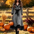thumbnail image 1 of Womens Winter Midi Dress Casual Long Sleeve Dresses Crew Neck Velvet Dresses Ladies Tunic Dress Gray XL, 1 of 5