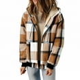 thumbnail image 1 of Womens Winter Outerwear Coat Sherpa Fleece Lined Plaid Full-Zip Hooded Jacket with Pockets Long Sleeve Sweatshirts (M, Khaki 01), 1 of 5