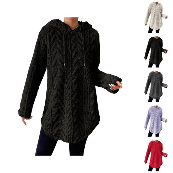 Womens Winter Outerwear Womens Hoodies Long Sleeve Fashion Sherpa Pullover Fuzzy Warm Fall Winter Sweatshirt