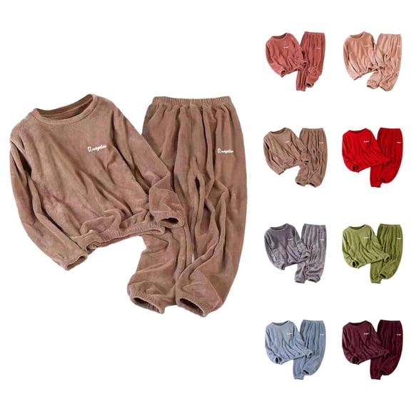 Womens Winter Pajamas 2026 Winter Soft Warm Crewneck Pj Set Comfort Loungewear