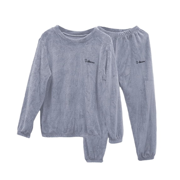 Womens Winter Pajamas Sets Soft Flannel Pajama Cozy Thermal Sleepwear Outfit Long Sleeve Top Pants Loungewear Nightwear Two Piece Lounge Pjs Pajamaâs for Women Set Grey One Size