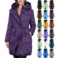 thumbnail image 1 of Womens Winter Parka Coat 100% Cotton Long Puffer Jacket with Hood & Plush,Warm Quilted Padded Outerwear with Pockets, 1 of 8
