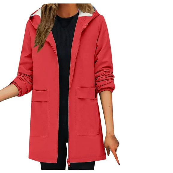 Womens Winter Parka Jackets Thick Warm Lamb Wool Padded Coat Mid-Length Hooded Coat