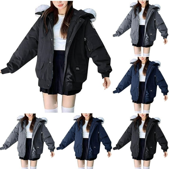 Womens Winter Plus Size Coats Casual Solid Color Long Sleeve Warm Black Outerwear Coats (M)