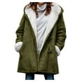 thumbnail image 1 of Patlollav Womens Coats Clearance,Ladies Winter Plus Velvet Coat Long Sleeve Horn Buckle Pocket Overcoat, 1 of 6