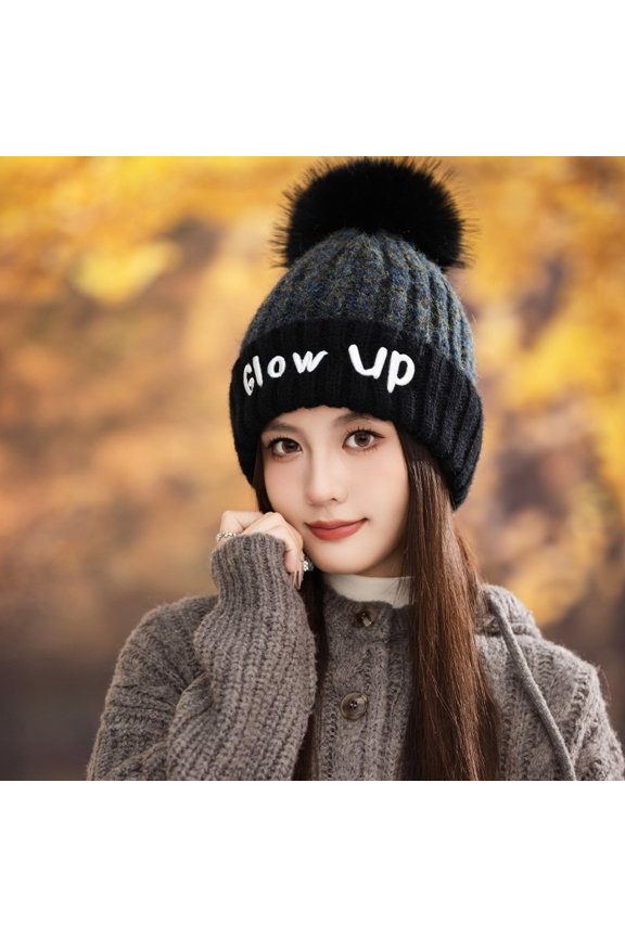 Womens Winter Ribbed Beanie Crossed Cap Chunky Cable Knit Pompom Soft Warm Hat