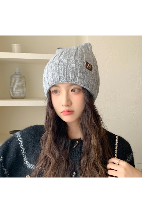 Womens Winter Ribbed Beanie Crossed Cap Chunky Cable Knit Pompom Soft Warm Hat