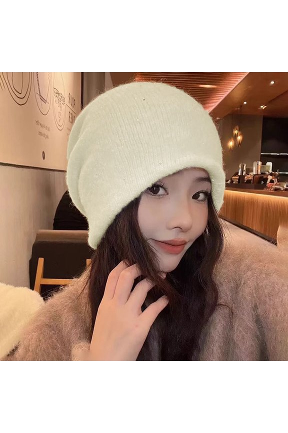 Womens Winter Ribbed Beanie Crossed Cap Chunky Cable Knit Pompom Soft Warm Hat
