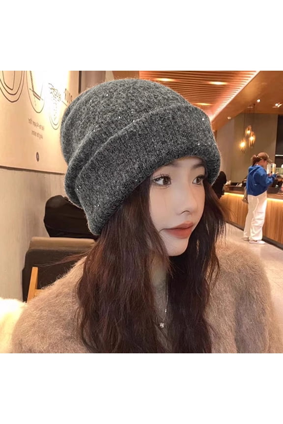 Womens Winter Ribbed Beanie Crossed Cap Chunky Cable Knit Pompom Soft Warm Hat