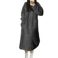 thumbnail image 1 of Womens Winter Robe Bathrobe Long Sleeve Nightgowns Sleep Shirts Night Shirts Night Gown House Dresses Ladies Night Dress Dark Gray S, 1 of 7