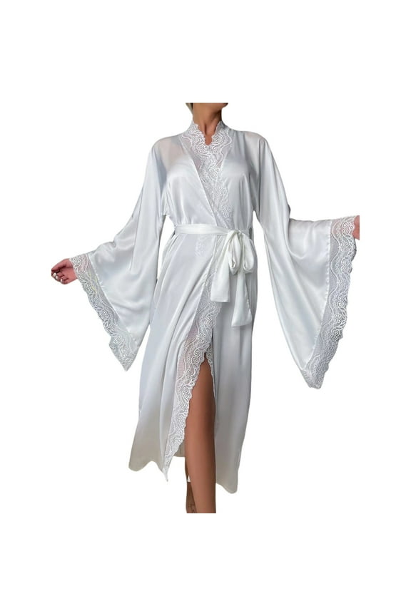Womens Winter Robes Akafmk Womens Robes Long Length,Silk Robes for Women Plus Size,Ladies' Printed Cardigan Home Bathrobe Pajamas