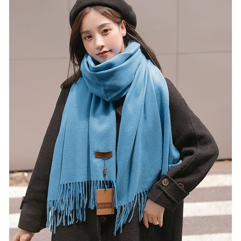 Women Wool Scarf Winter Warm Shawls Cashmere Stoles Wraps Elegant Plaid  Scarves