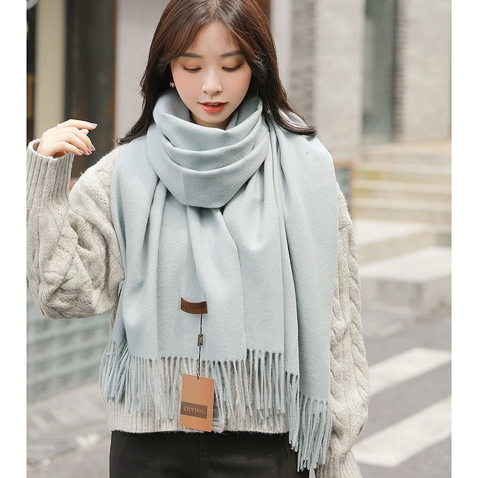 Women Wool Scarf Winter Warm Shawls Cashmere Stoles Wraps Elegant Plaid  Scarves