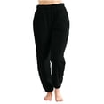thumbnail image 1 of Womens Winter Sherpa Fleece Sweatpants Drawstring Waist Joggers Pants Thick Thermal Casual Trousers with Pockets, 1 of 7