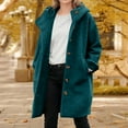 thumbnail image 1 of Womens Winter Single Breasted Coat Hooded Casual Oversized Hooded Jacket Trench Coat Overcoat Turquoise L, 1 of 5