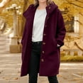 thumbnail image 1 of Womens Winter Single Breasted Coat Hooded Casual Oversized Hooded Jacket Trench Coat Overcoat Wine M, 1 of 5