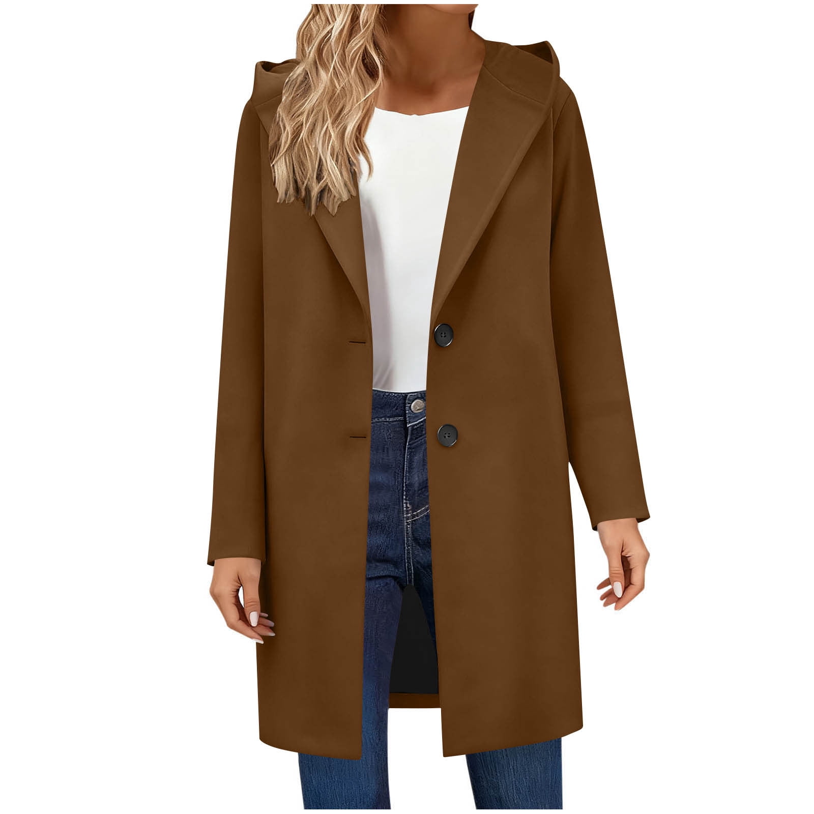 Men's Wool Blend Long Trench Coat – Single Breasted Overcoat With