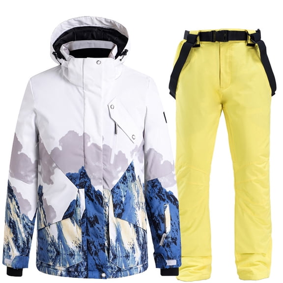 Womens Winter Skisuit Windproof Ski Jacket and Insulated Pants Waterproof Snowsuit Snowboard Set 2 Piece Outfits Yellow S